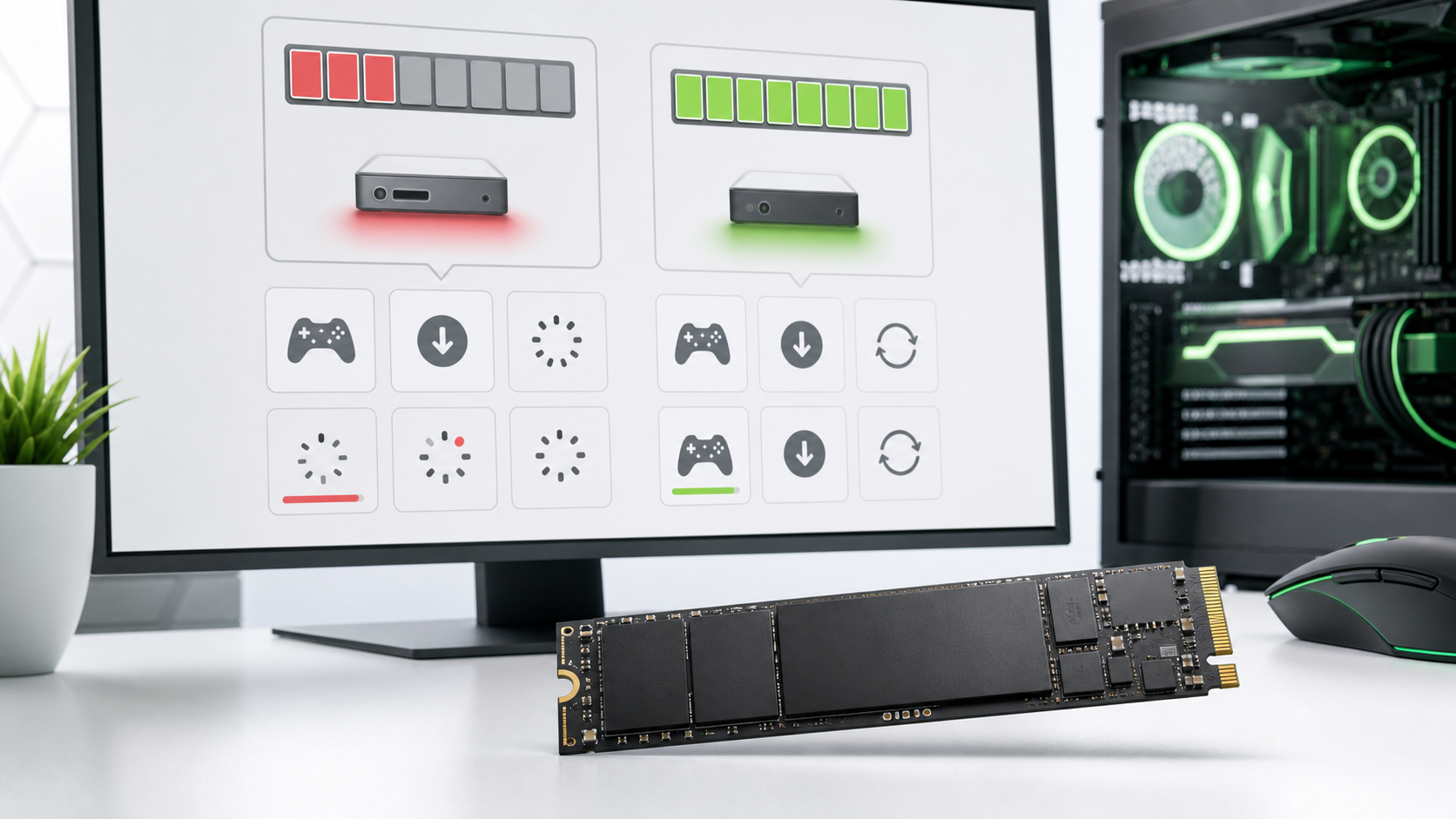BTOパソコンの注文画面でSSD容量を選ぶイメージ