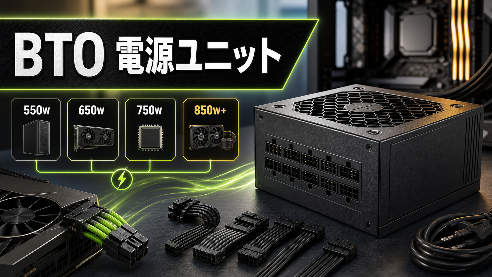 BTOパソコンの電源は何W必要？容量・80PLUS・GPU別の選び方