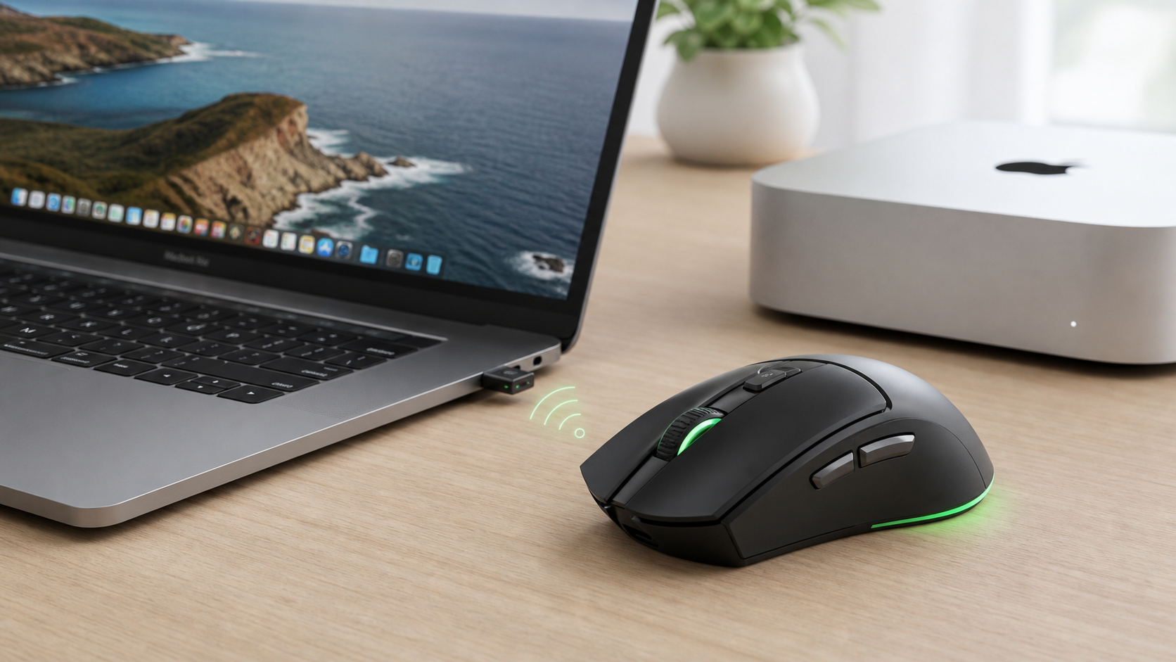MacBookとゲーミングマウスを接続して使うデスク環境