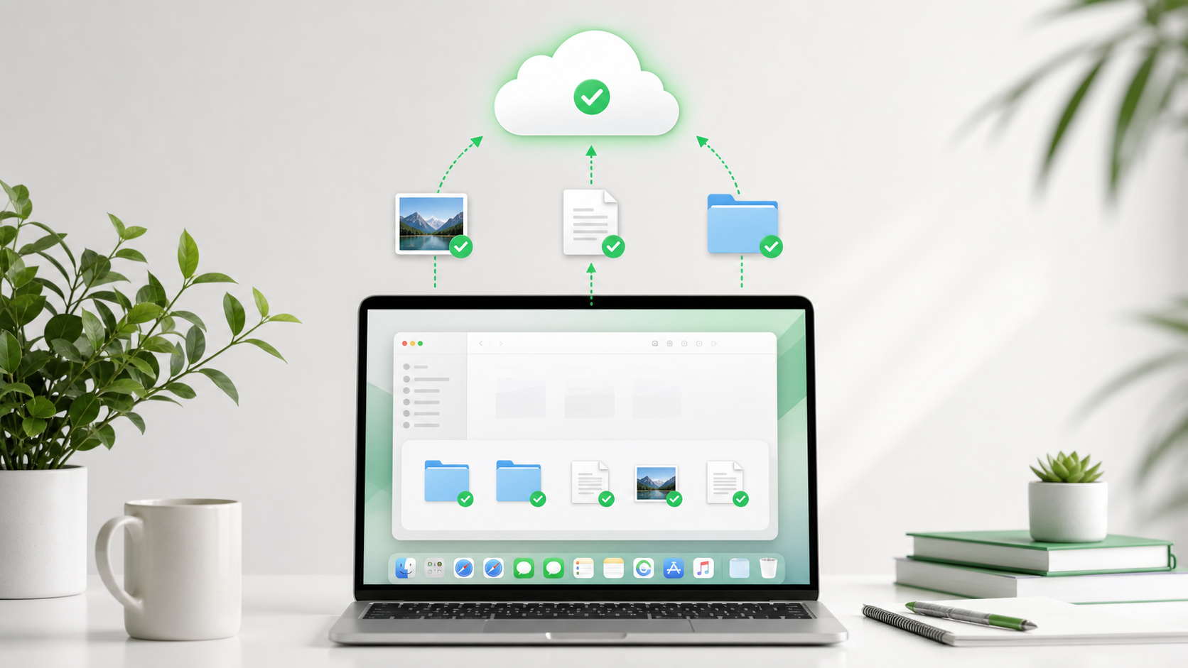 MacBookの写真と書類をiCloudへ同期して本体容量を軽くするイメージ