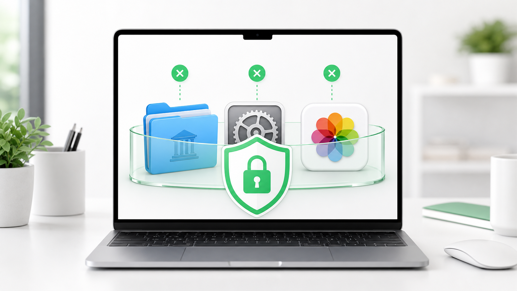 MacBookのシステムフォルダと写真ライブラリを保護しているイメージ