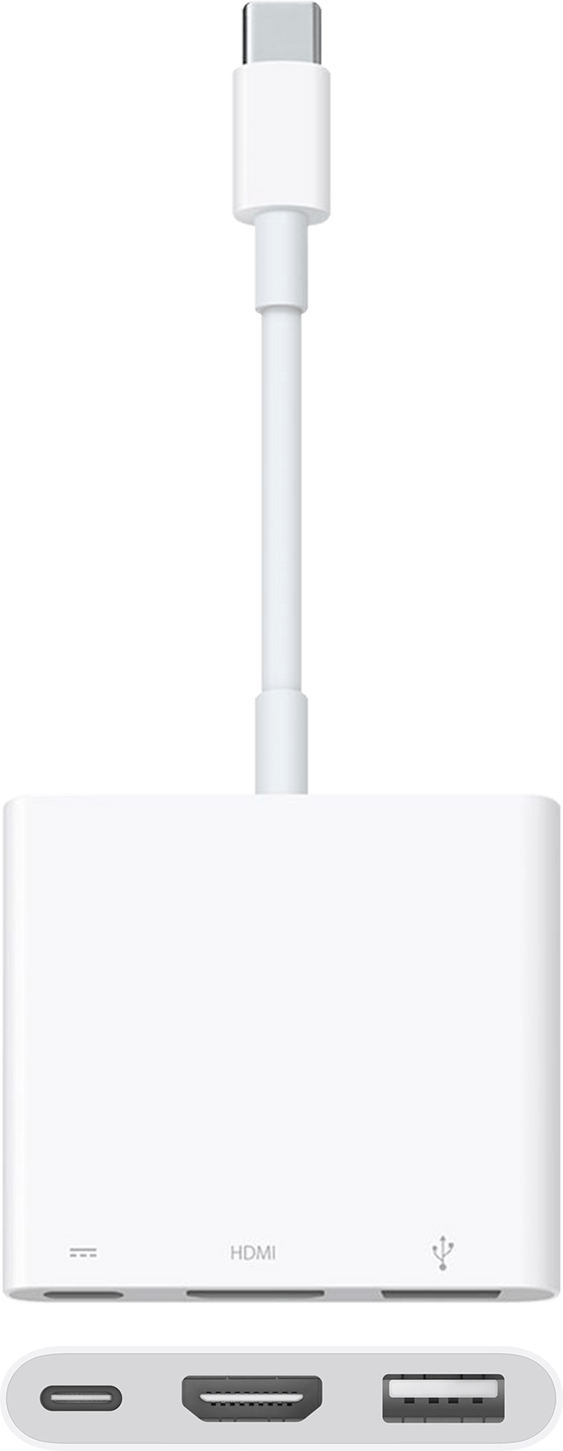 Apple USB-C Digital AV MultiportアダプタのHDMI、USB-C、USB-A端子