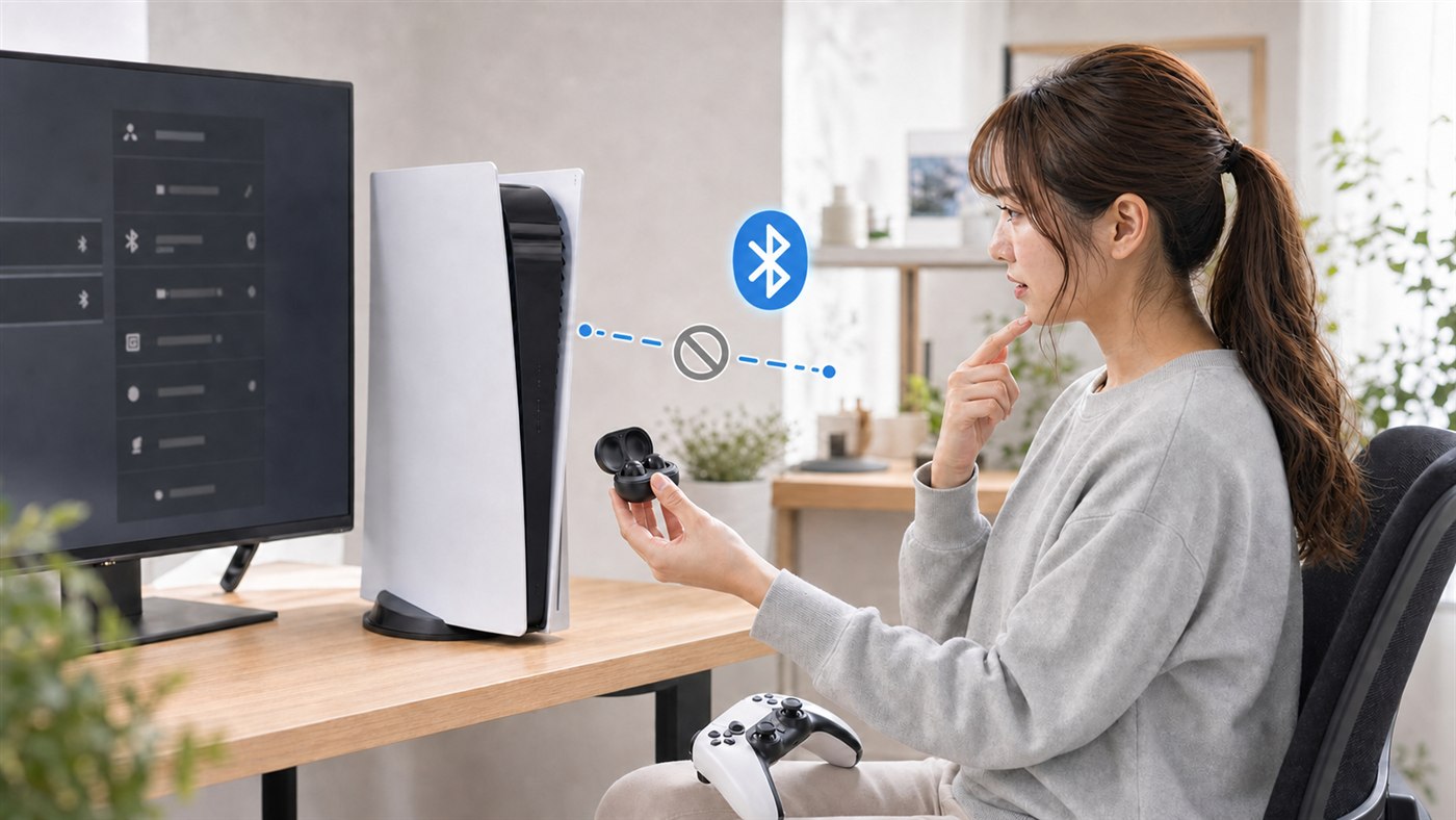 一般的なBluetoothヘッドセットをPS5へ直接接続できない様子