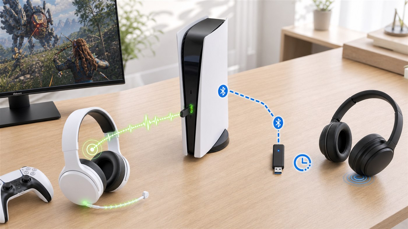 PS5の2.4GHz USBドングル式とBluetoothアダプター式の遅延比較