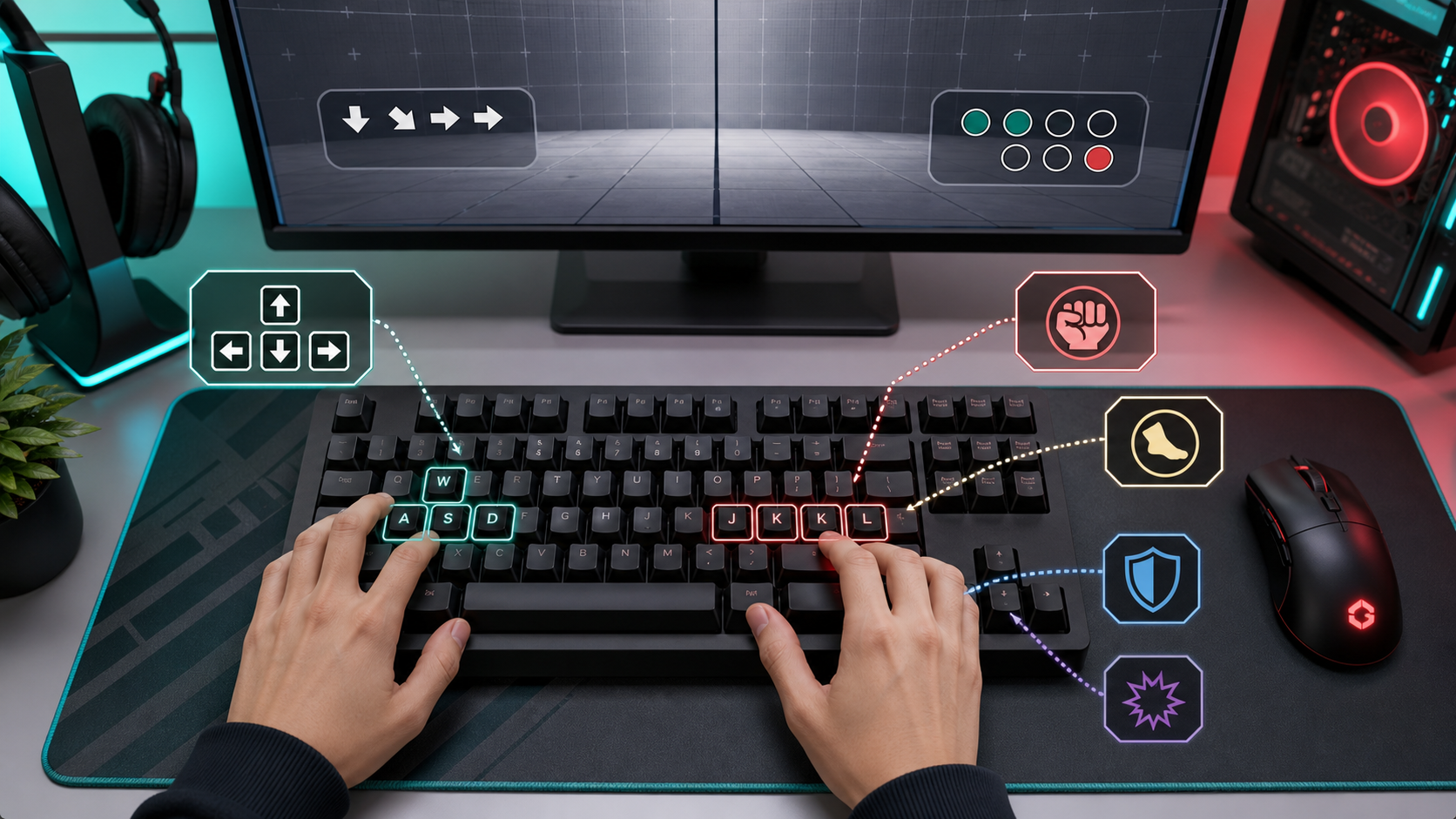スト6のキーボード配置をPC版で確認するデスク