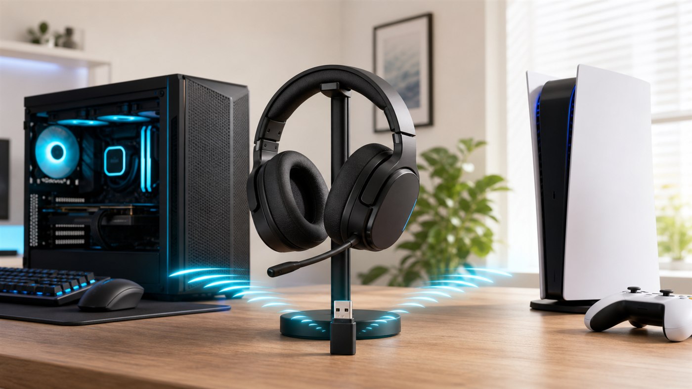 PCとPS5で使う2.4GHz USBドングル式ワイヤレスヘッドセット